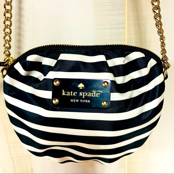 kate spade Handbags - Kate Spade Greta Nylon Stripe Crossbody Bag Leather Trim